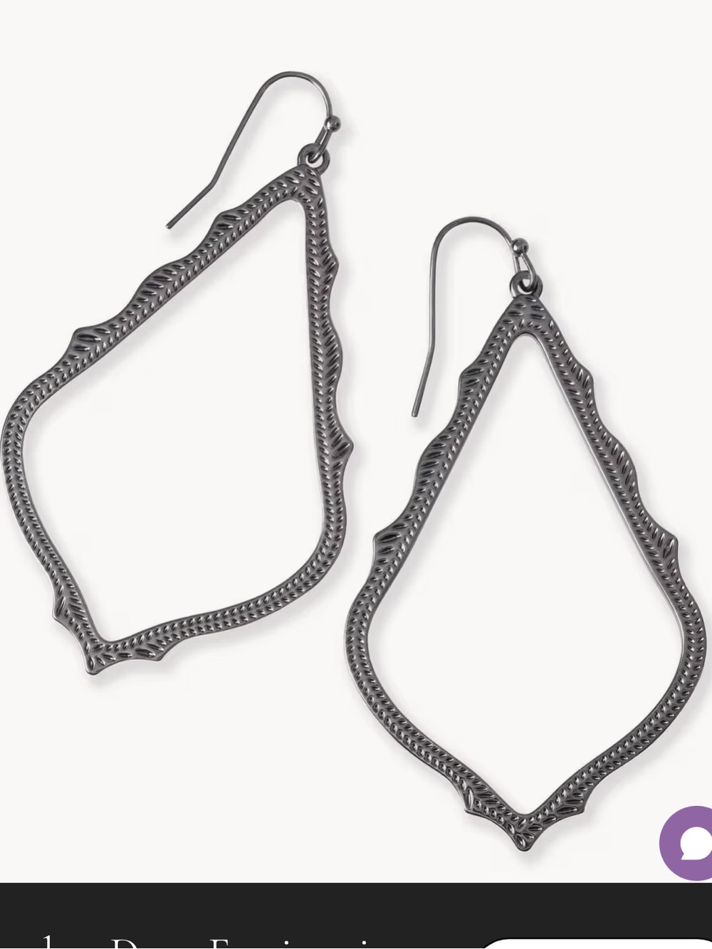 Kendra Scott Dark Gunmetal Filigree Drop Earrings